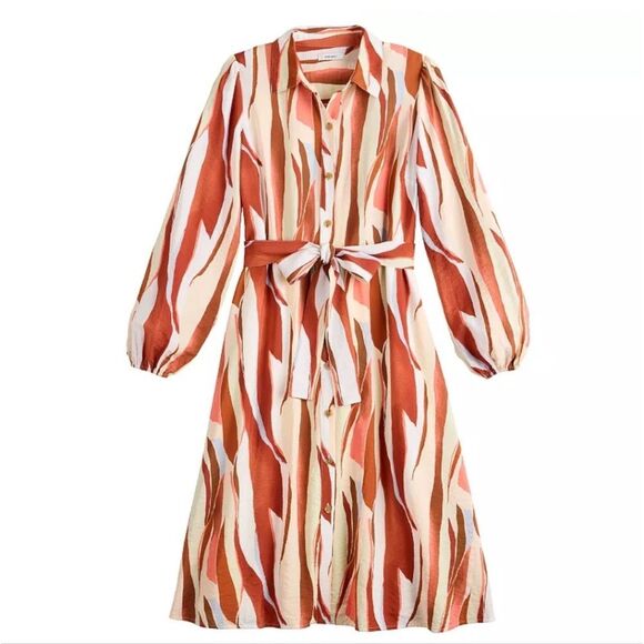 Nine West Striped Midi Length Shirtwaist Dress. Career. Professionl. - Picture 1 of 15